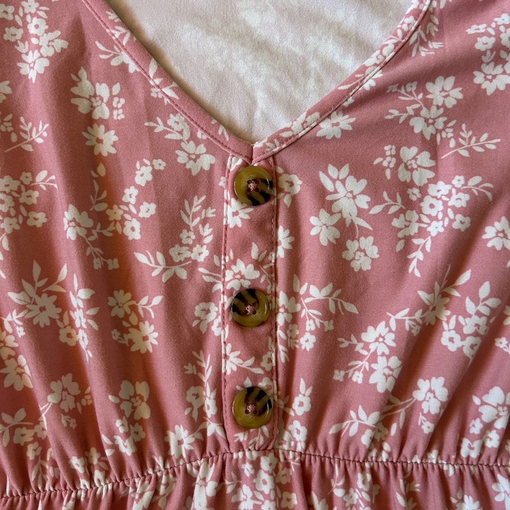 Pink Flower Button Dress - Picture 4 of 6